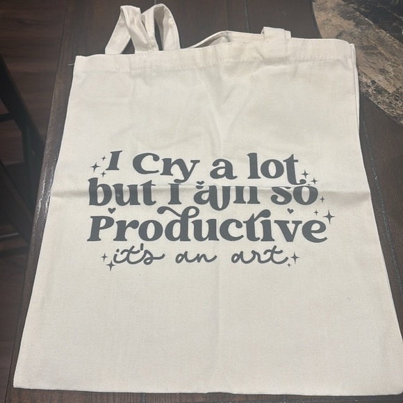 Taylor Swift “I Cry A Lot But I Am So Productive” Canvas Tote Bag - Picture 2 of 4